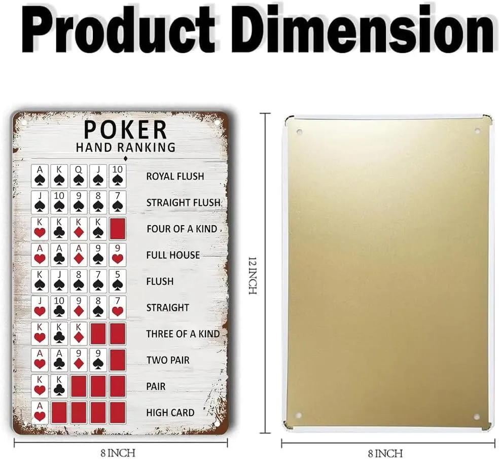 Poker Hand Ranking Metal Tin Sign Rules Guide Iron 121511 Metal Sign