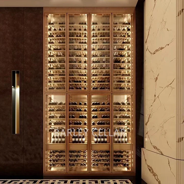 Modern Commercial Style Stainless Steel Glass Wine Cellar Display Cabinet with Smart Temperature Control System