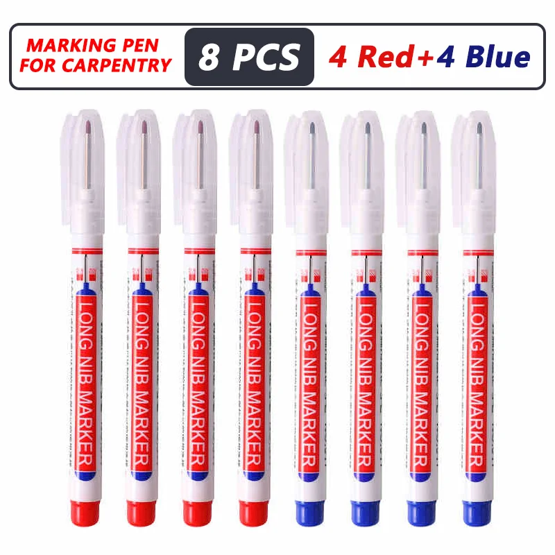 1-40PCS 20mm 딥 홀 롱 니브 헤드 마커 금속 천공 펜 방수 욕실 목공 장식 다목적