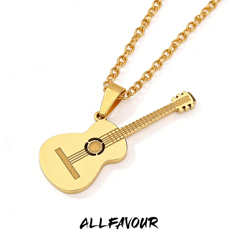 Vintage Punk Music Guitar Necklaces For Men Women Personalized Gothic Pendant Fashion Hip Hop Rock Singer Jewelry Gift Wholesale