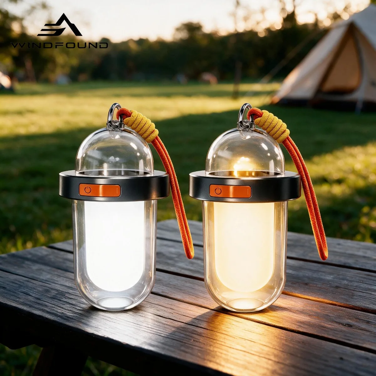 Solar-powered Camping Light USB Rechargeable Three-mode Dimmable LED Light Suitable for Hiking Tenting and Outdoor Travel