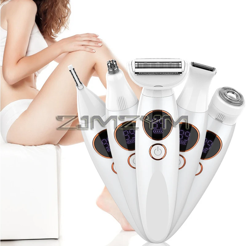 5 in 1 Women's Lady Shaver Electric Razor Electric Face Shavers Eyebrow Trimmer Painless Bikini Trimmer Hair Removal