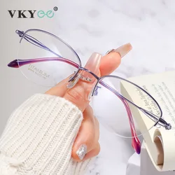 VICKY Retro Ultra-light Pure Titanium Women's Glasses New Simple Anti-Blue Light Glasses Customizable Prescription S7010T