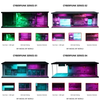Cyberpunk Series Car Garage Model 1:64 Scale Diorama Car Garage Model With LED Lights Parking Lots City DIY Model Sets Collectio