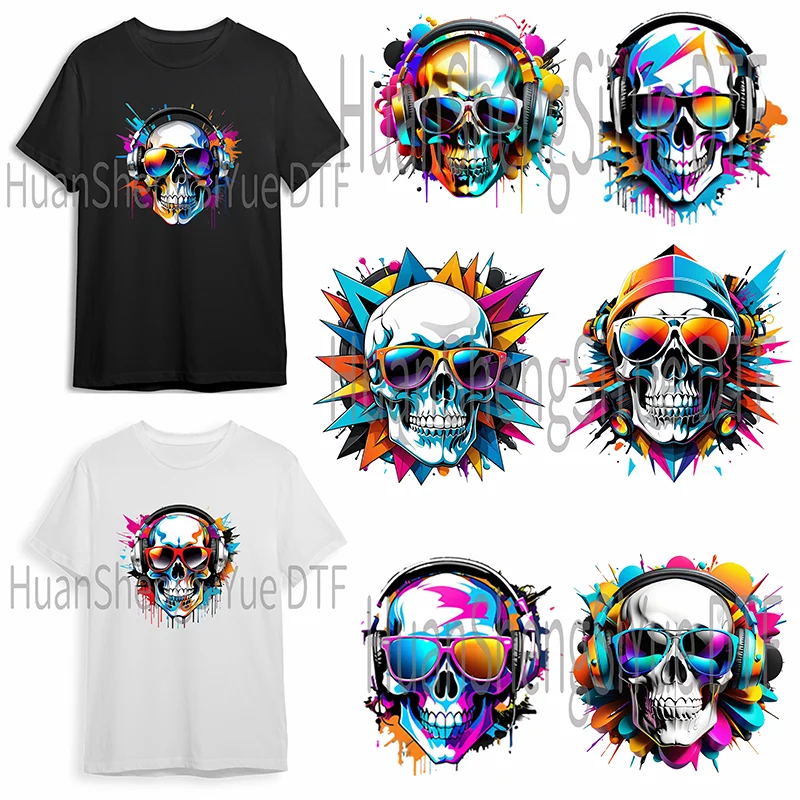 Painted skull Ironing Sticker Clothing DTF Fashion T-shirt Hoodie DIY Hot Transfer Printing Hot Sticker Waterproof