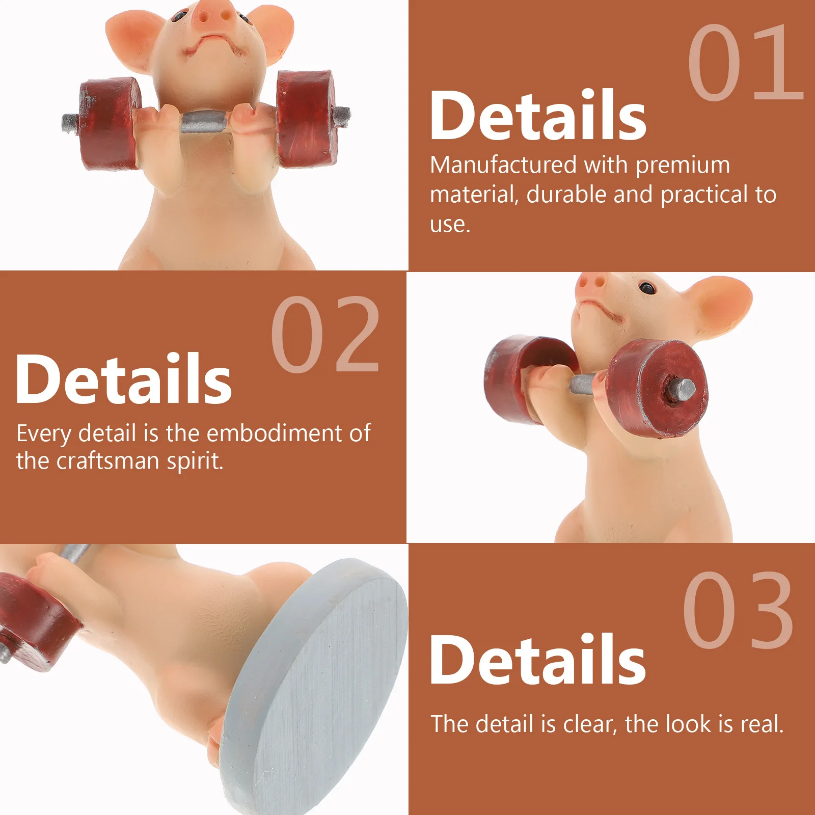 

1Pcs Resin Craft Cartoon Pig Ornament Desktop Pig Decor Creative Lifting Dumbbell Small Animal Decor Indoor Outdoor Accessory