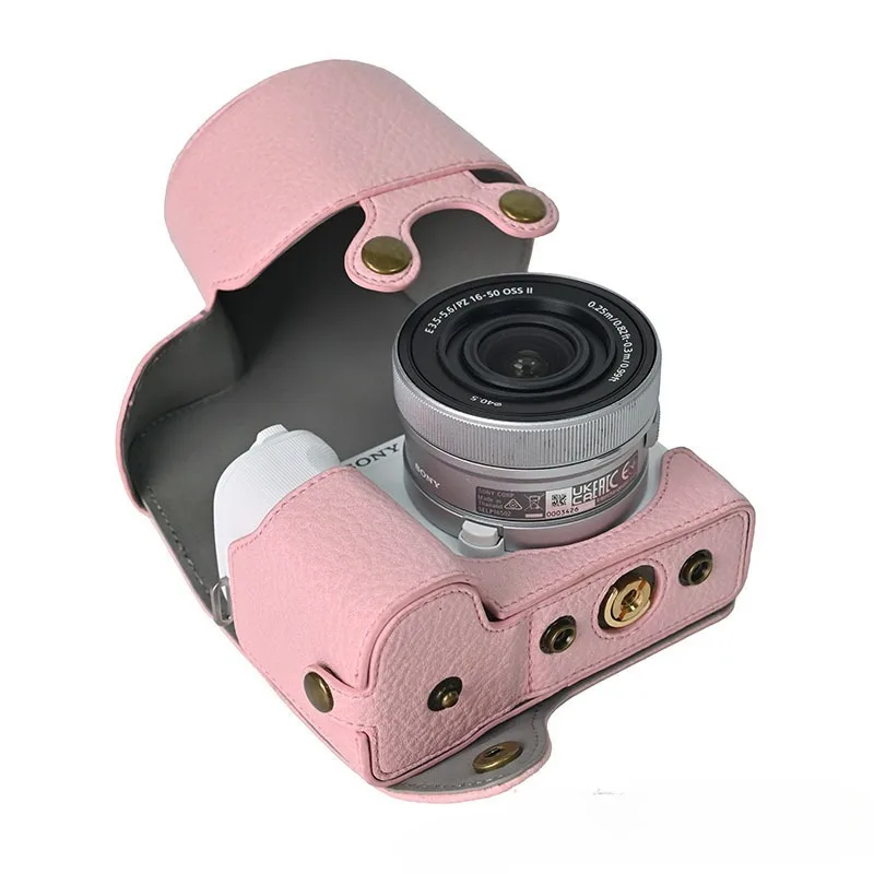 Camera Protective Case for Sony ZVE10 II ZV-E10 Mark II zve 10 Cover Base Pouch Bag Barrel Leather Shoulder Strap Neck Body Case