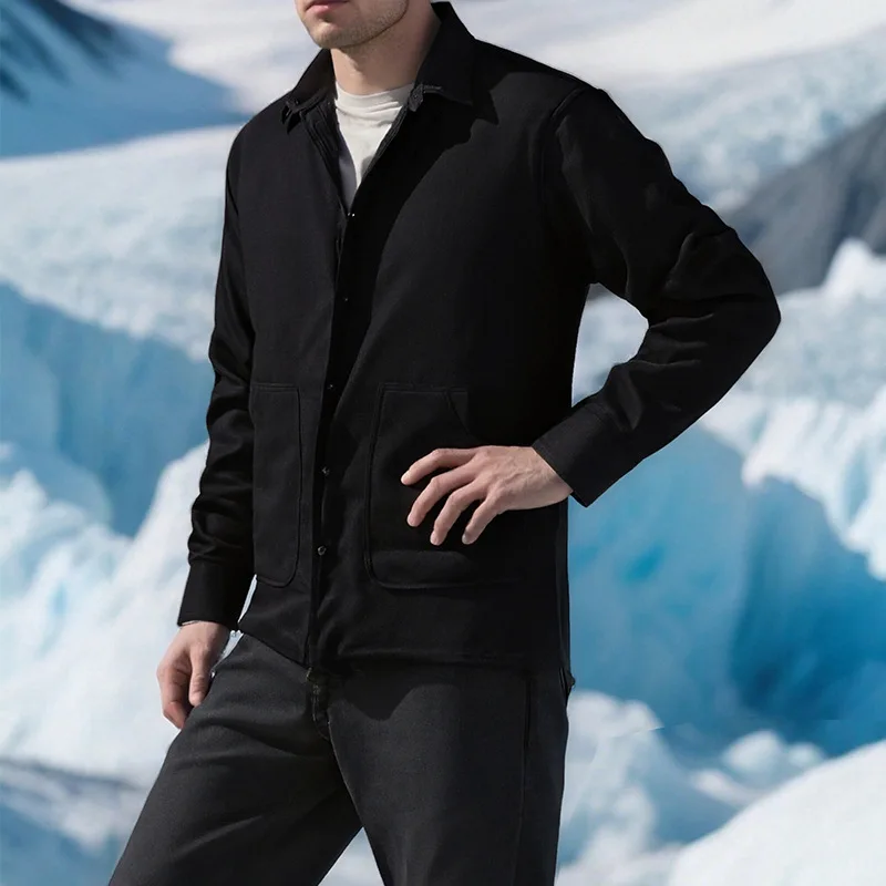 Men's Fleece Lined Warm Shirt Jacket Multi-Color Button Down Collar Winter Casual Coat