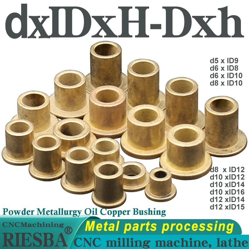 5PCS ID 8 10 8 12mm Flanging Self-Lubricating Bearing Powder Metallurgy Oil Copper Bushing Guide Sleeve with Stepped Flange