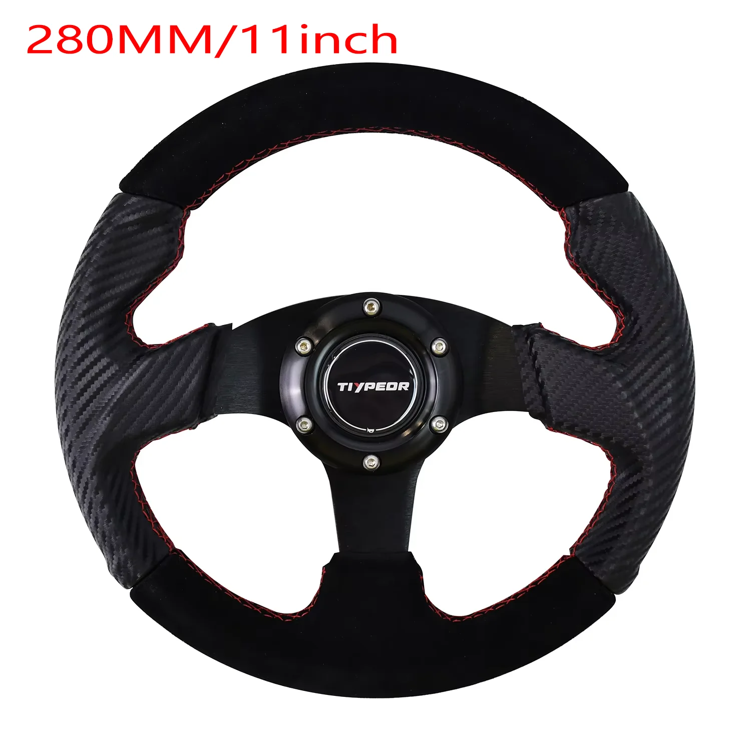 TIYPEOR Jdm Style 280mm Leather Drift Small Steering Wheel for Racing Style Japanese Wheel