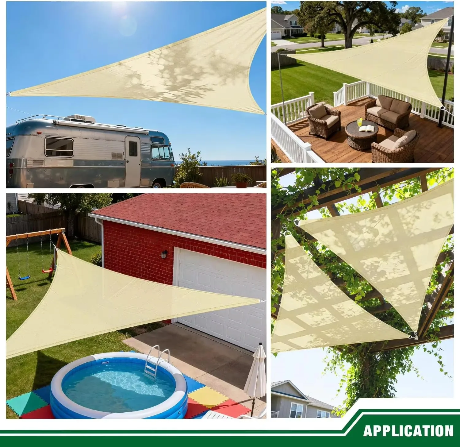 Mehrgrößiges Dreieck-Sonnensegel, wasserdicht, für Garten, Terrasse, Party, Sonnenschutz, Sonnensegel für Strand, Camping, Pool – Detail 6
