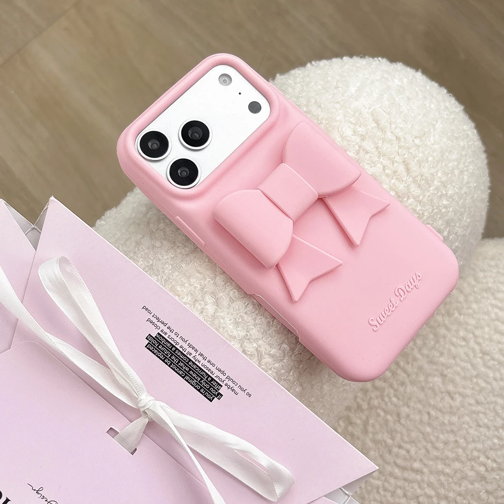 Niedliche 3D-Schleifen-Handyhülle für iPhone 17 16 15 14 13 12 Pro Max – Süße, stoßfeste Silikon-Rückabdeckung – Detail 4
