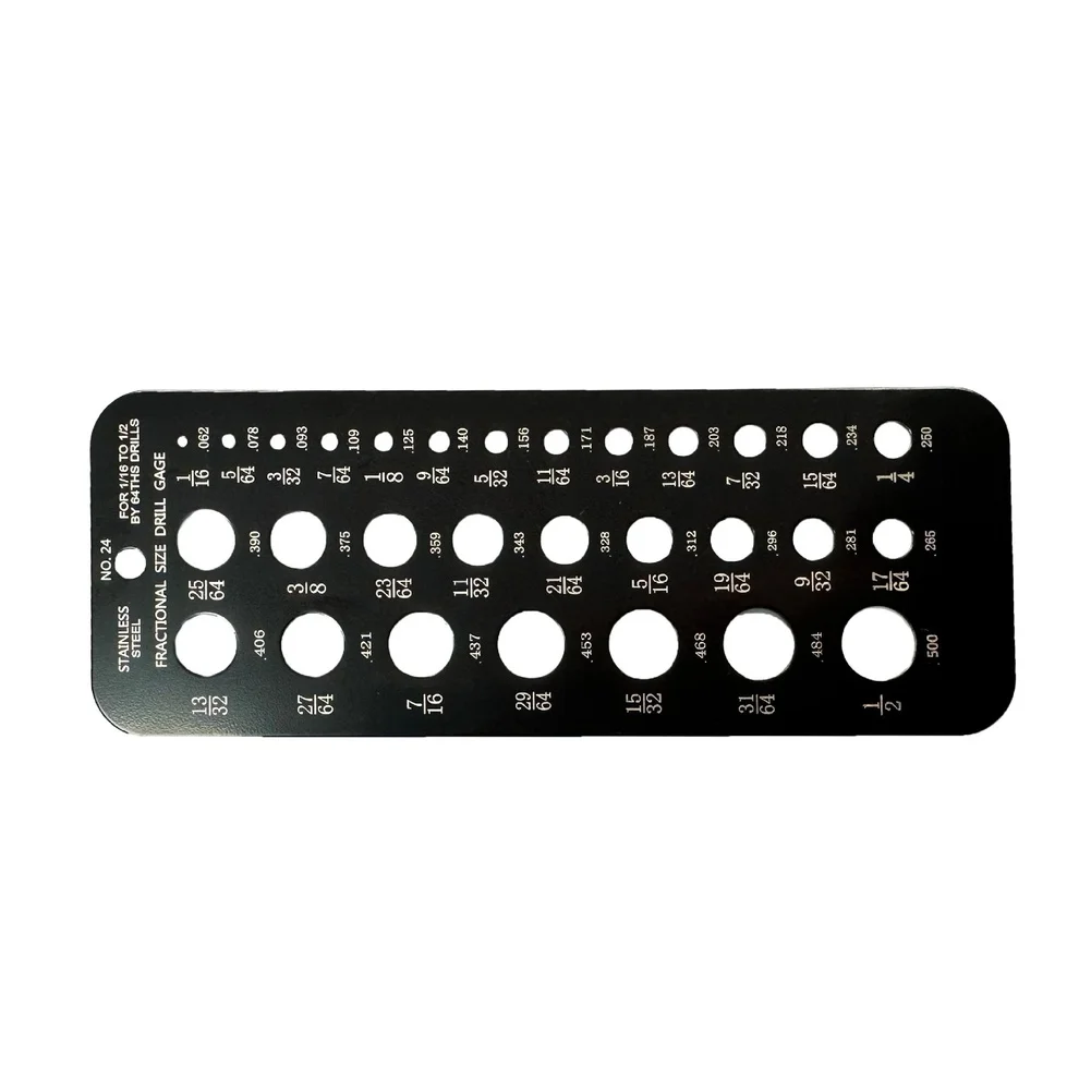 Professional Stainless Steel Drill Bit Gauge for Fractional Size Measurement 17 64 to 12 Inch for Home Toolbox