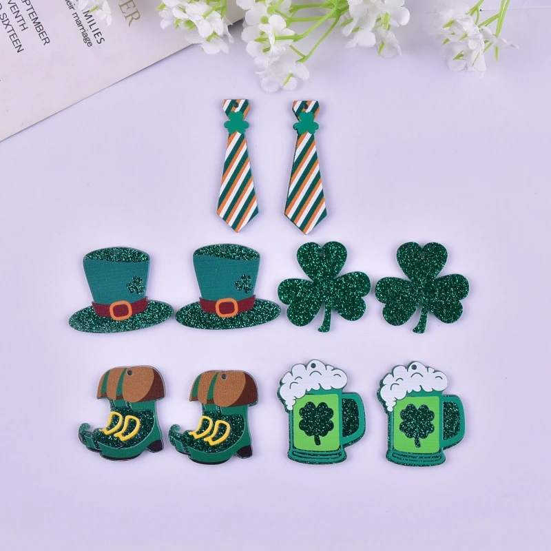 10 teile/paket Mode irischen Tag st. Parker's Day Acryl Charms Anhänger für Ohrring Halskette Schmuck machen Handwerk DIY