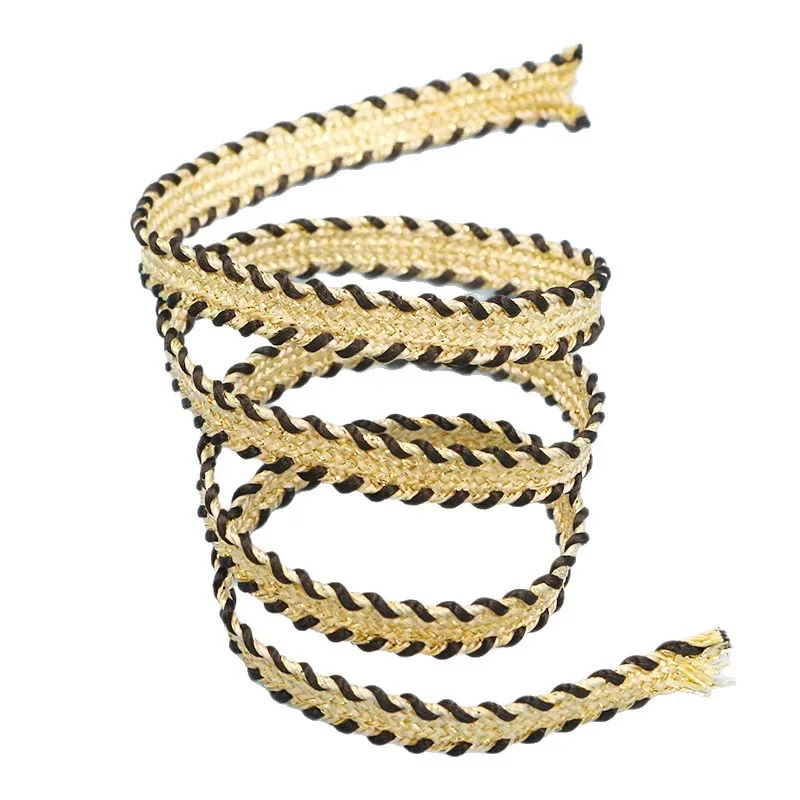 10yards 6mm gold silk fragrant braided lace Lolita cheongsam trim decoration shoes, hats, bags, home accessories