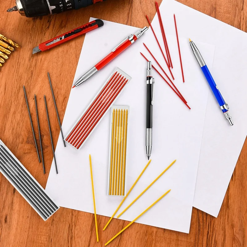 Mechanical Pencil Metal Marker, Built-In Sharpener For Pipe Fitter, Steel Fabrication Carpentry