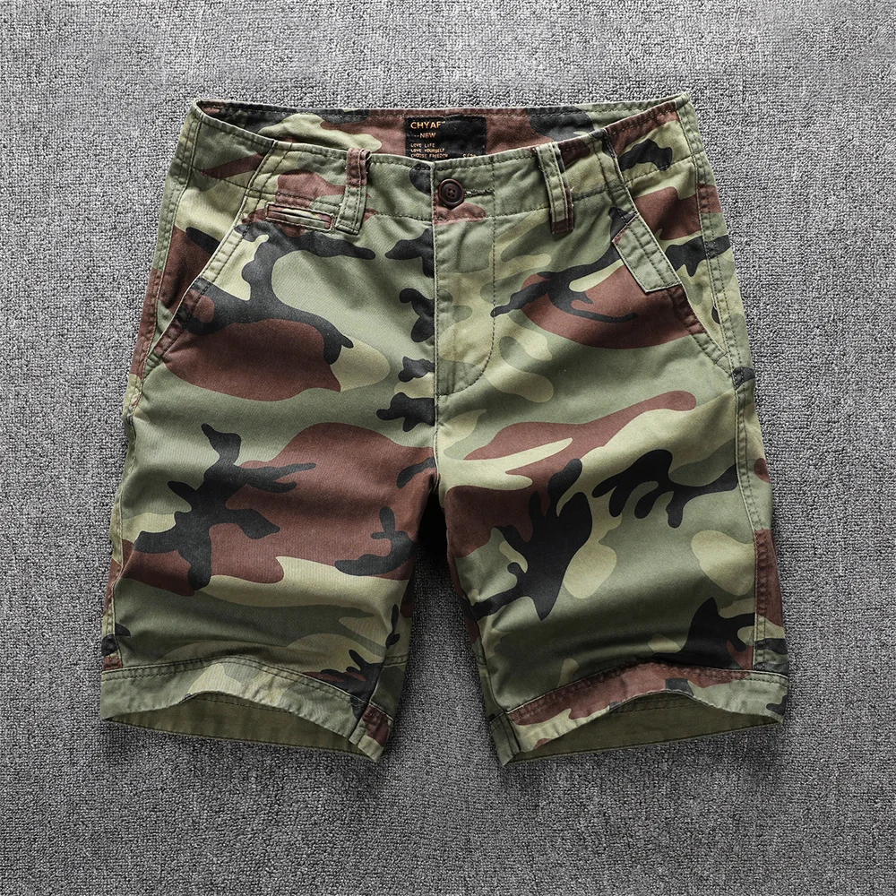 

Men's Knee Length Summer Casual Shorts Safari Style Camouflage Cargo Pants Retro Cotton Loose Fashion Shorts