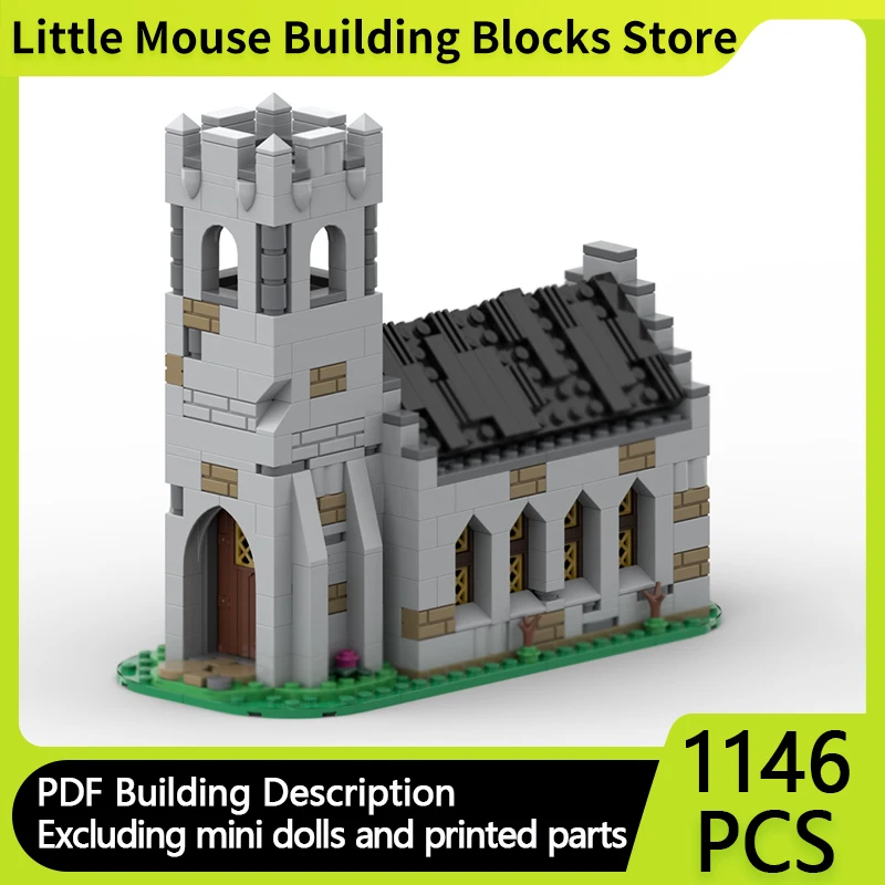 

Medieval Castle Model MOC Building Bricks Church Building Street View Modular Technology Gift Holiday Assemble Children Toy Suit