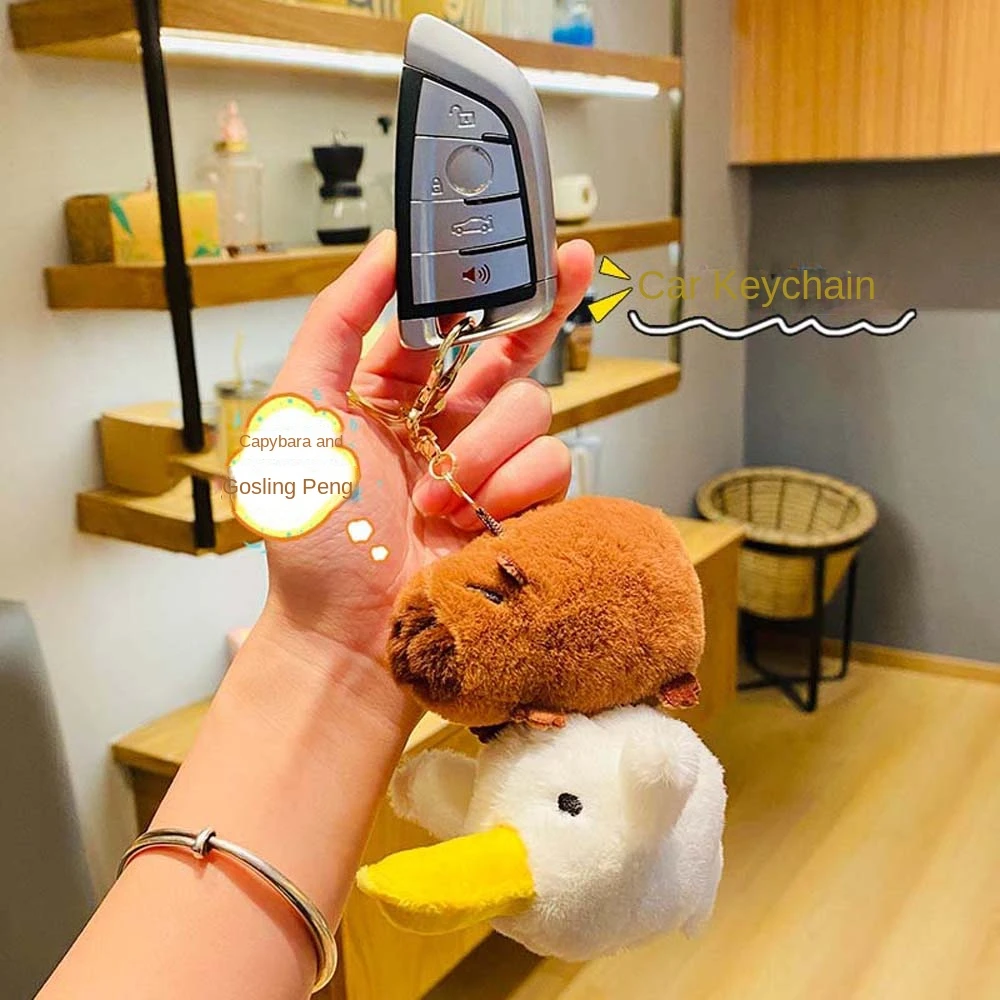 

Capybara Pelican Stack Capybara Plush Keychain Hanging Accessories Soft Stuffed Pelican Plush Keyring Big Fat Goose Kawaii