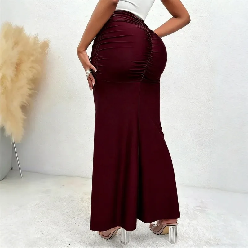 Trendix High Waist Pleated Skirt Women Slim Retro Folds Patchwork Solid Skirts Summer Street Fashion Party Elegant Evening Skirt