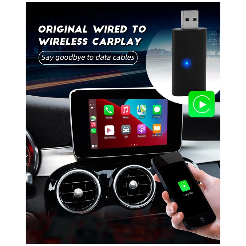 Adaptador Carplay Adaptador inalámbrico Carplay para Iphone Apple, conexión automática Wifi 5Ghz Carplay para modelo de coche 2016+