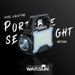 WARSUN WT100 Rechargeable LED Searchlight, Dual Light Source, 580Lm, 3 Modes,Portable Work Light