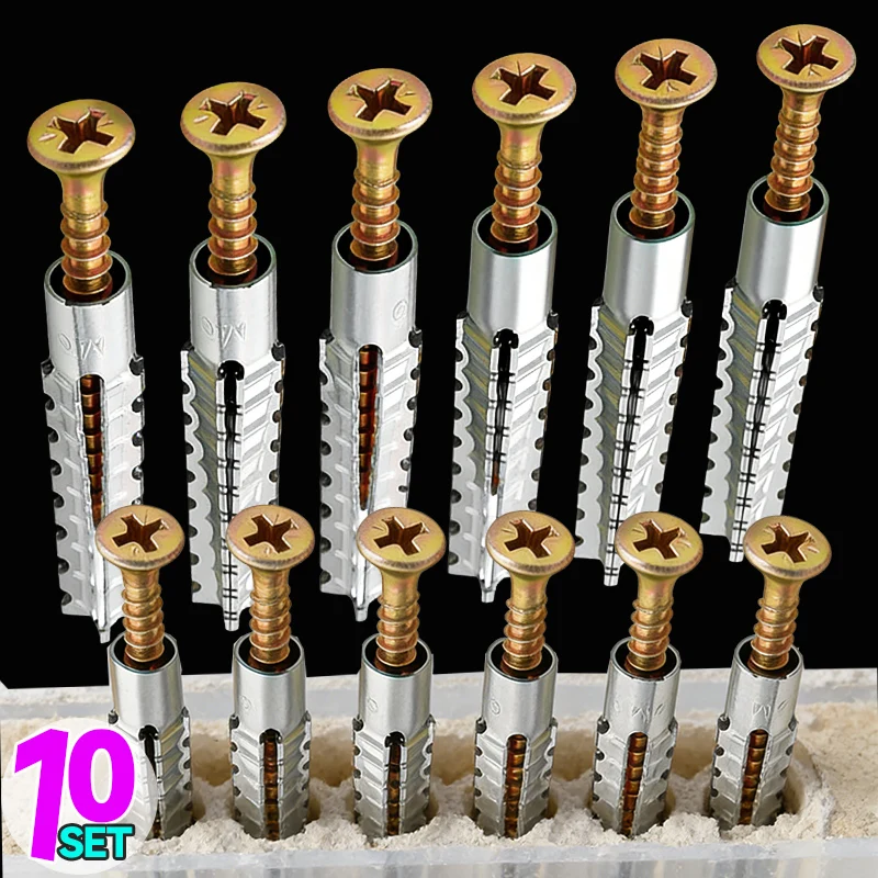 

10 компл., саморезная расширительная труба, полые стенки, оборудование, расширительный болт, анкеры для плитки, гипсокартона, крепежные детали, фиксированные винты для ремонта дома