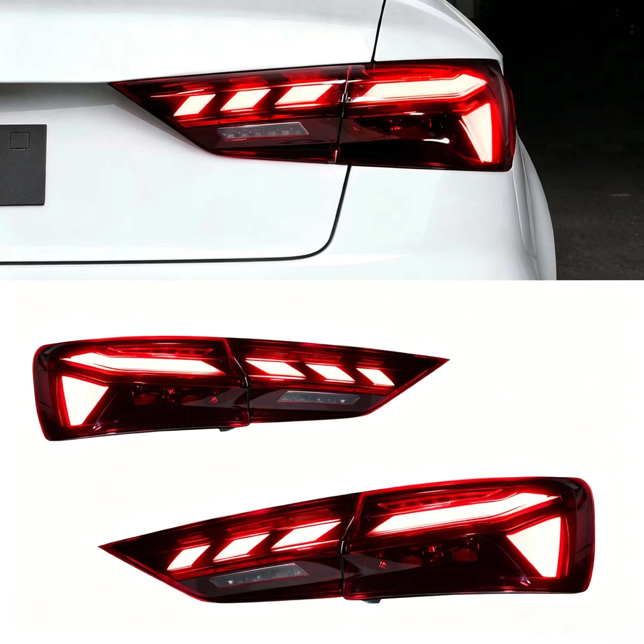 For Audi A3 (2013-2020) No-Modification Bumper Conversion To RS Tail Lights Taillights Assembly Lighting System LED