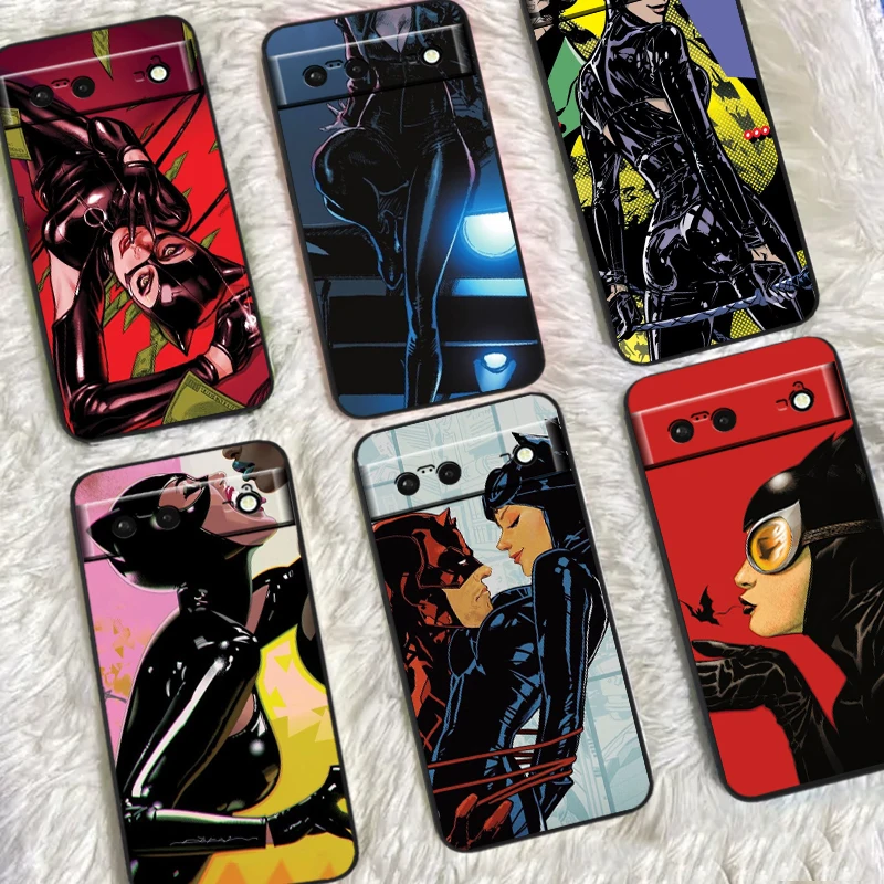 Film C-Catwoman Sexy For Google Pixel 9 8 7A 7 6A 6 5A 5 4 4A XL 5G Black Silicon Shockproof Shell Funda Phone Case