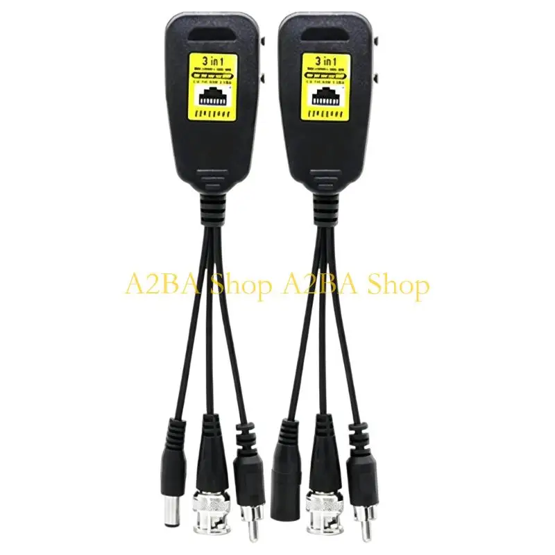 A2BA CCTV Video Balun with Power Supply Video Transceiver Set with BNC Connector,