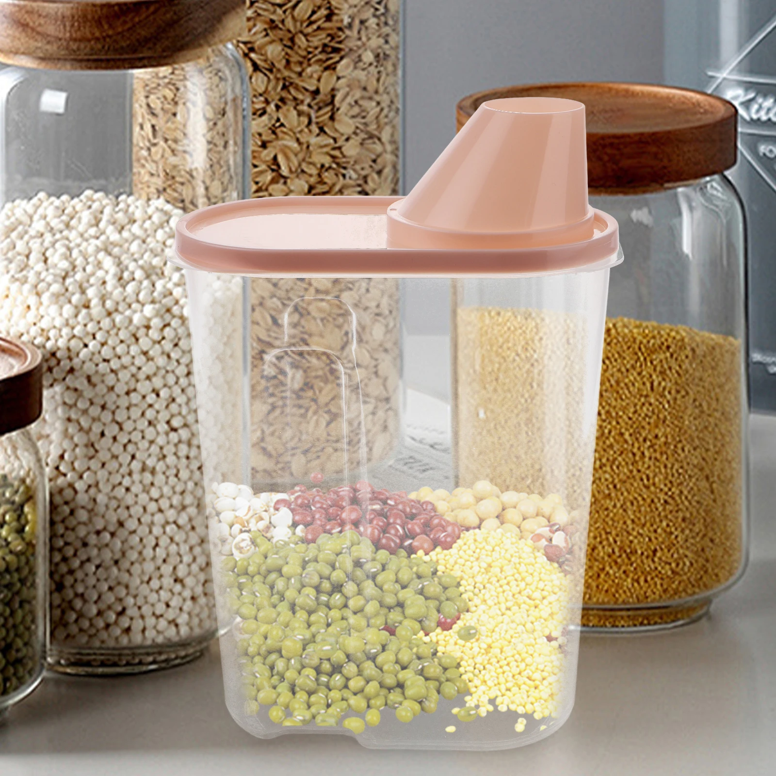 

2.5L Plastic Sealed Can Lid Grain Storage Container Kitchen Cereal Box Dry Food Organizer Eco Friendly Transparent Design Space