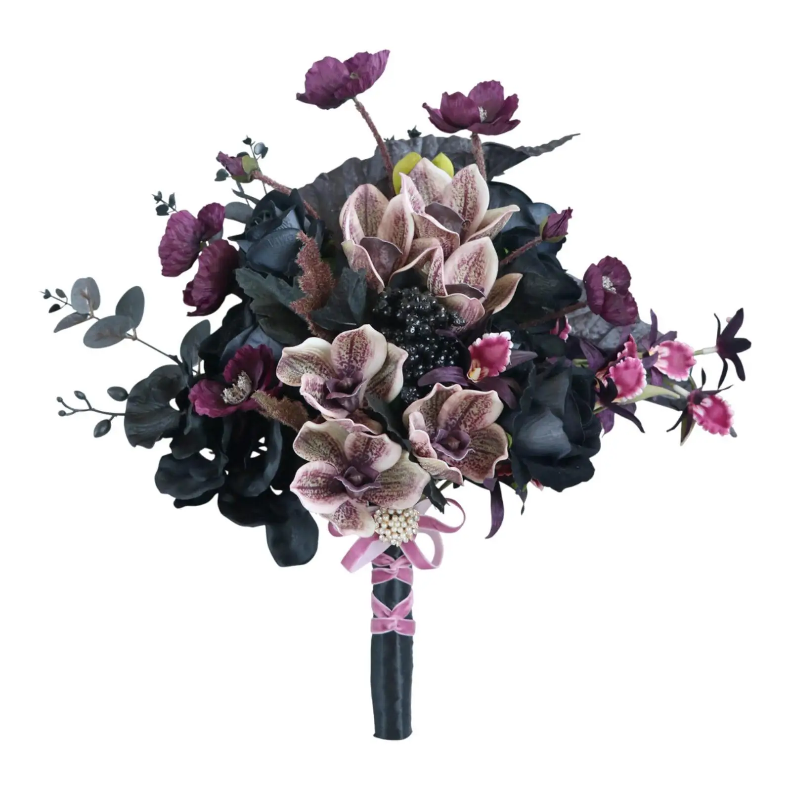 Wedding Bouquet for Bride Gothic Artificial Flowers 17.7" Decorative Bridal