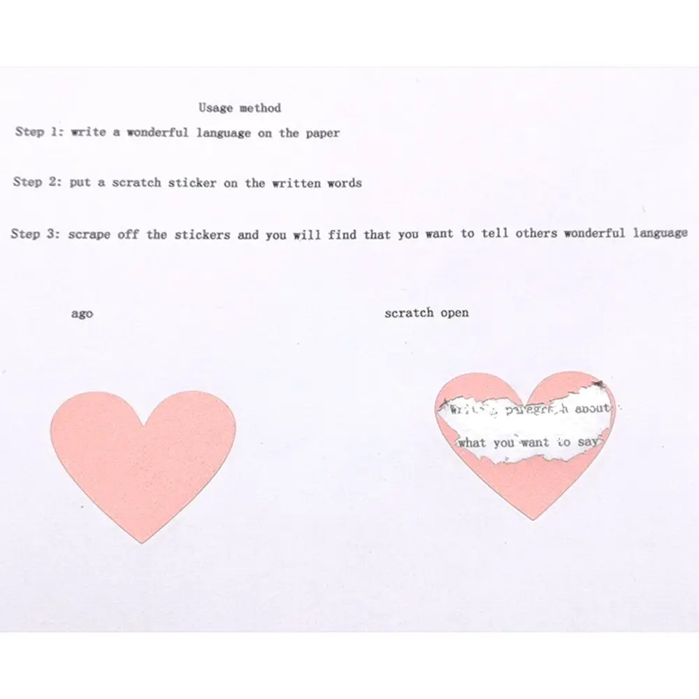50 Pcs / Set DIY Love Heart Shape Pentagram Scratch Coating Stickers Scratch Card Sticker Multifunctional Labels Self-adhesive