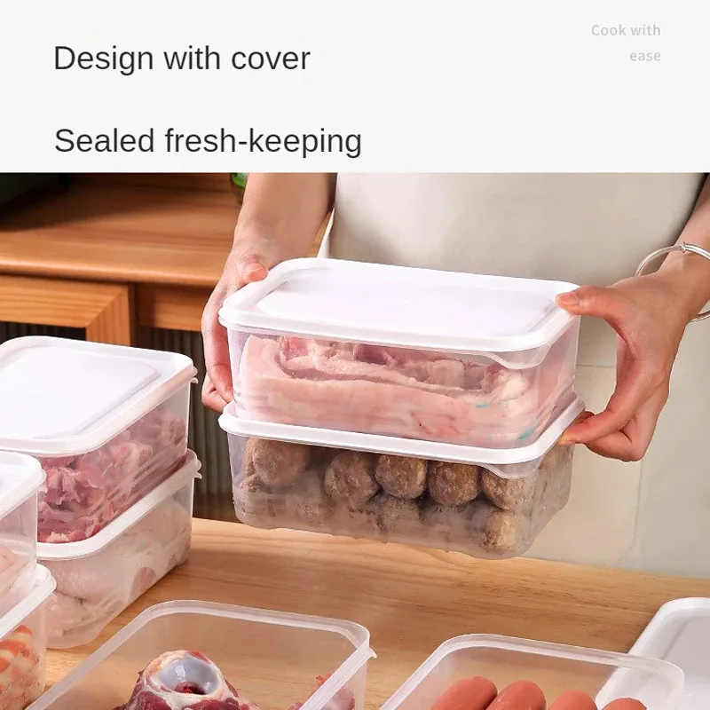 

Plastic Food Storage Box, Mini Portable Lunch Container, Kitchen Fridge Meat Sealed Organizer