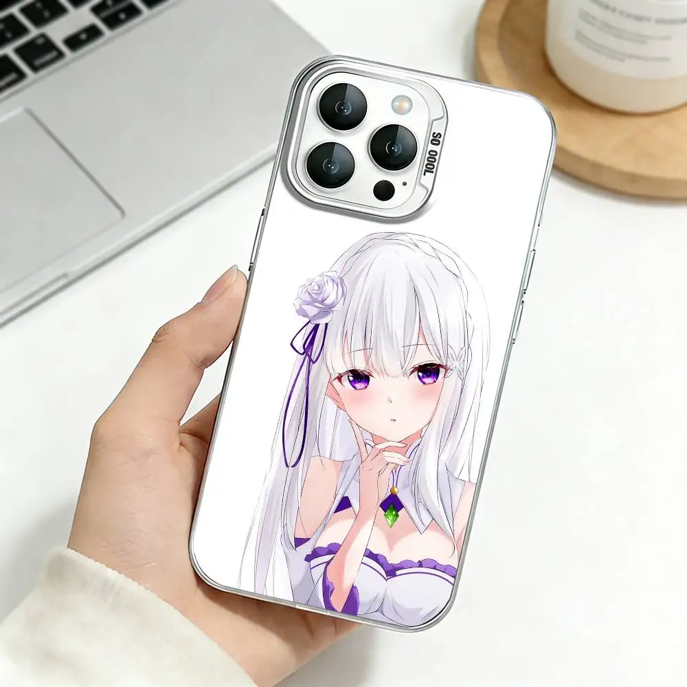 Starting Life E-Emilia    Phone Case For iPhone 17,16,15,14,13,12,11 Plus,Pro Max,XS,Colored silver phone case