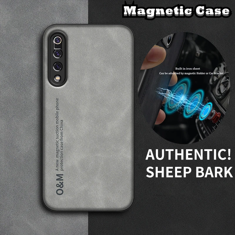 Magnetic Sheepskin Leather Case For Xiaomi Mi 8 9 SE 11 Ultra 10 Lite A3 9T 10T Note 10 Pro Build-in iron Slim Soft Cover