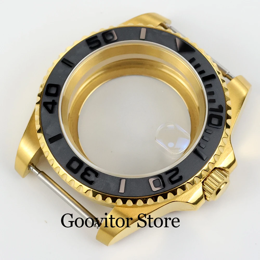40mm NH35 watch case gold Ceramic Bezel Sapphire stainless steel for sub gmt nh34 nh35 nh36 movement waterproof 28.5mm dial