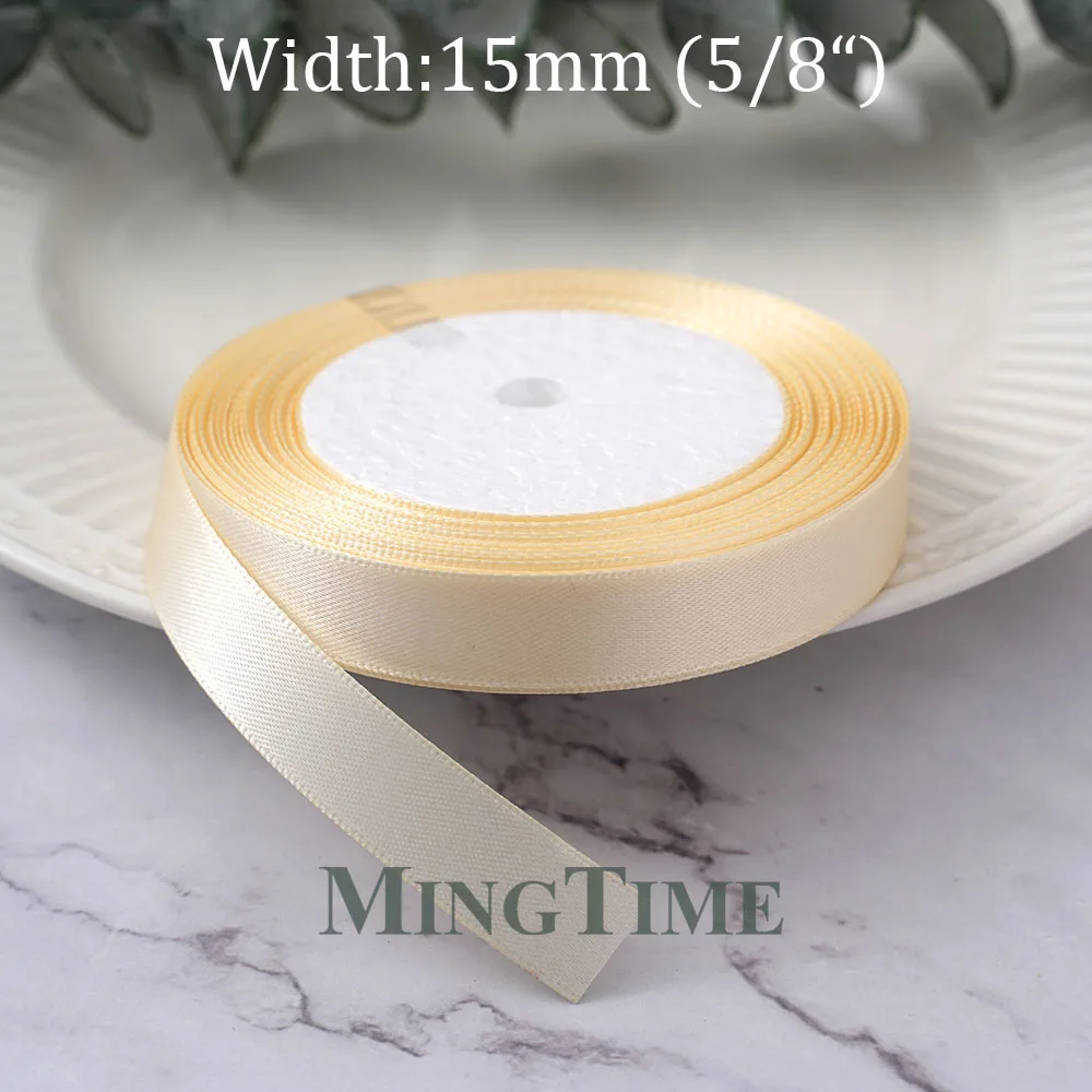 Beige Satin Ribbon 25yards 6mm 10mm 15mm 25mm 38mm 50mm Sash Gift Bow Handmade DIY Craft Wedding Party Supply Decoration