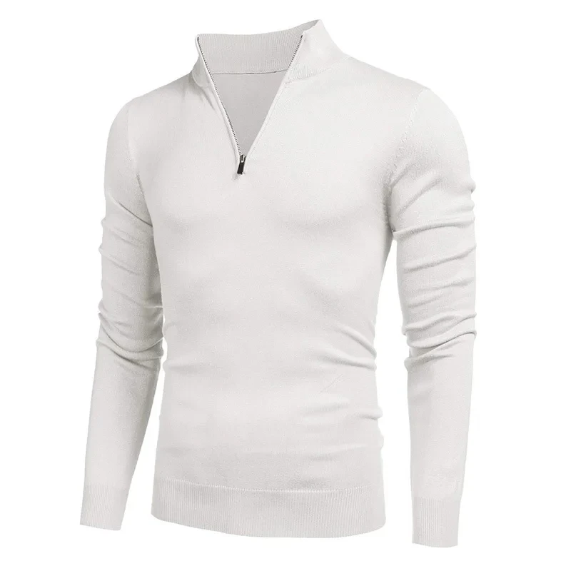 الخريف الرجال الياقة المدورة الشارع الشهير طويلة الأكمام البلوفرات سترة دافئة بلون نصف سستة القمم تنفس سترة سوداء معطف