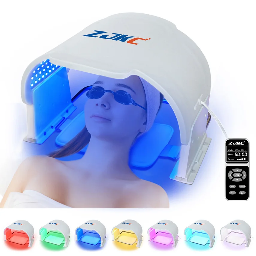 ZJKC 7 Colors Facial Rejuvenation Therapy Red Blue Light Treatment Device Face Mask for Skin Repair Anti-Aging Acne Phototherapy