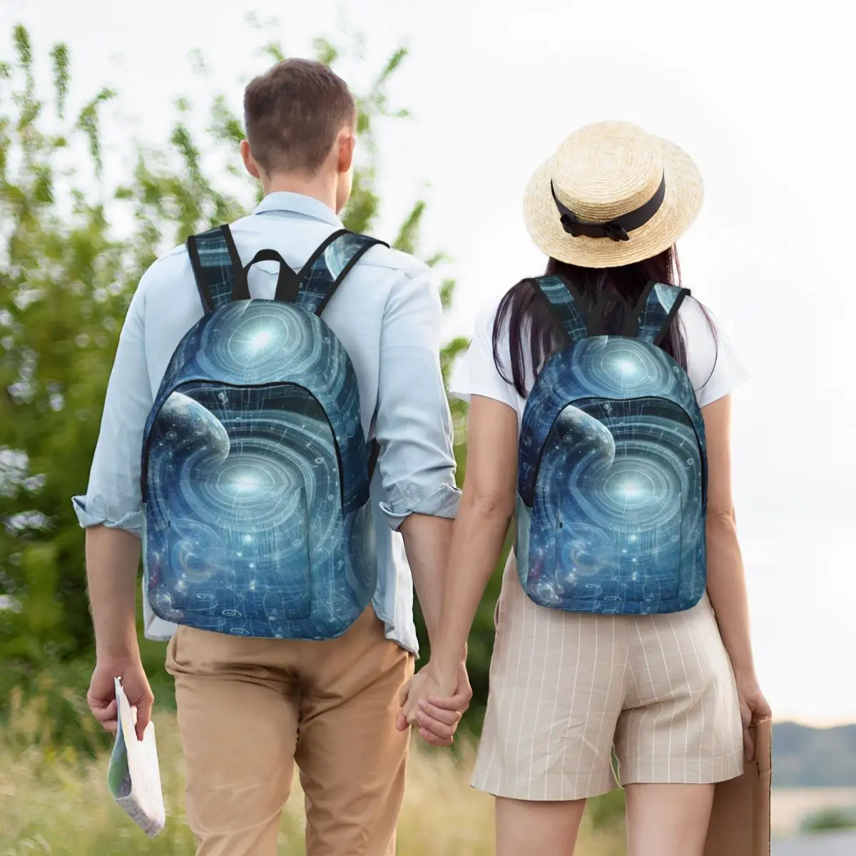 

Earth Through The Space Portal Backpack Student Boys Girls BookBag Kids School Bag Computer Shoulder Bags for Men Women