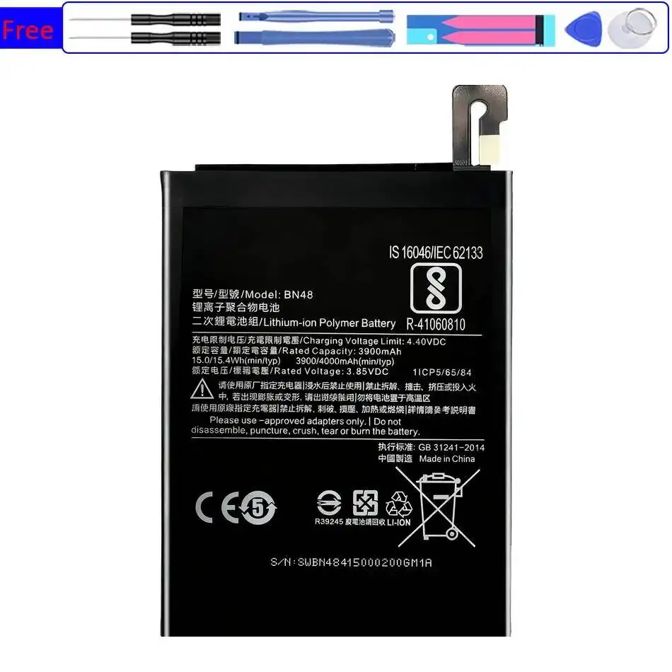 Battery for Xiaomi Note 7 10 10T Pro Note3 for Redmi Go 5 For Mi 6X A2 2 3 5 6 8 Lite CC9e K30i Max BN46 BN47 48 49 5