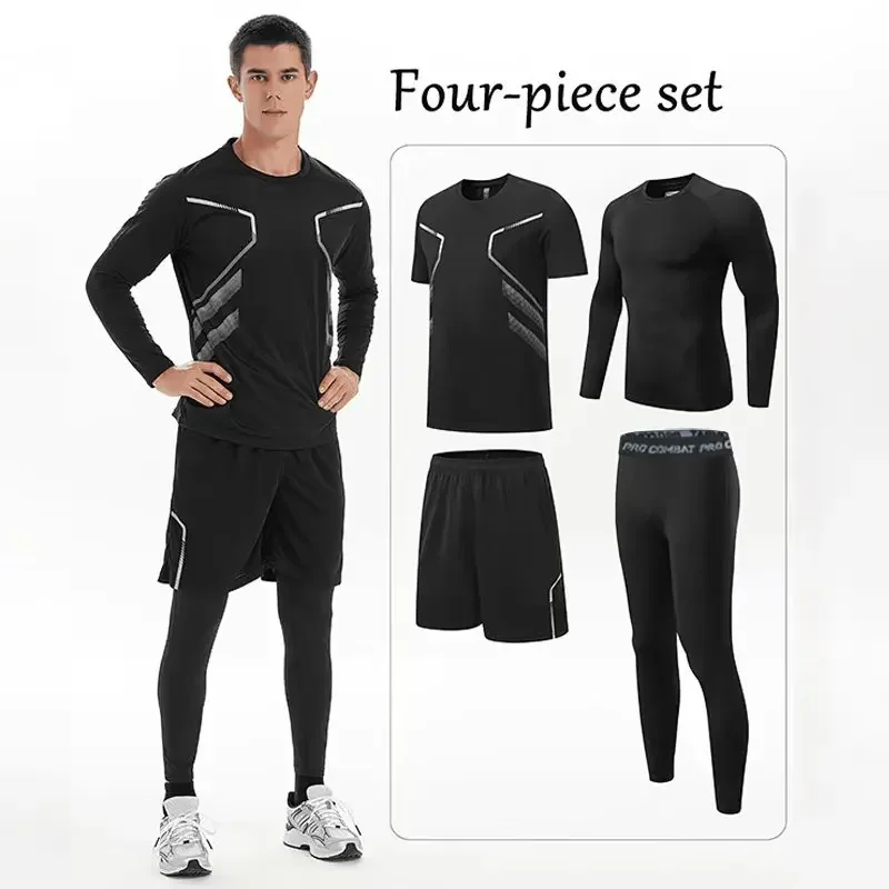 

Men's running sportswear, autumn and winter fitness clothes, professional marathon tight-fitting training sports equipment