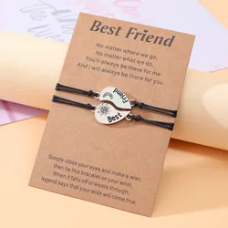 New Trend Friendship Bracelet Set Alloy Heart shaped Sun Moon Pair Decoration Friend Weaving Bracelet Gift Wholesale