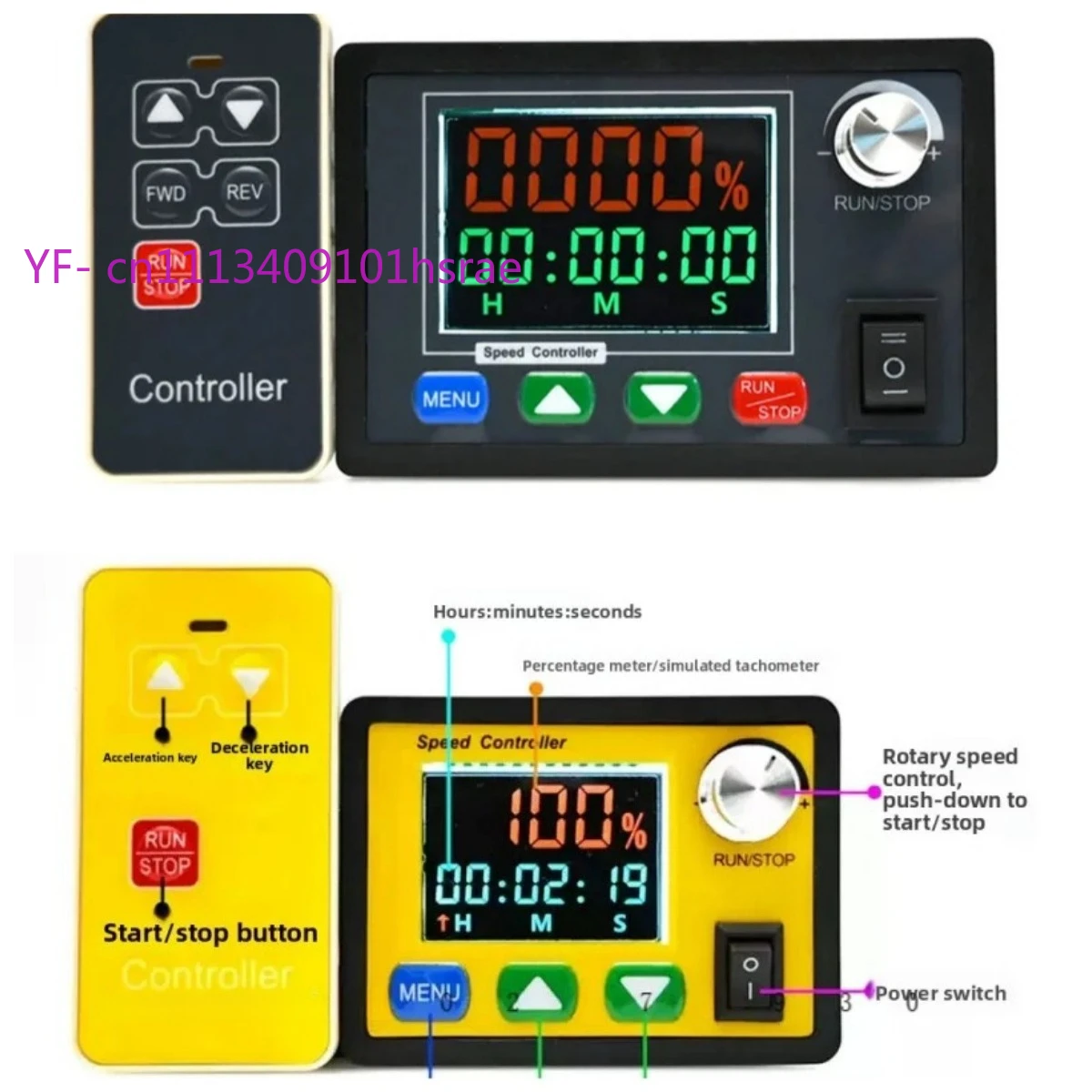 DC6-55V 30A PWM Motor Speed Controller Wireless Remote Control Brushed Motor Governor with Digital Tachometer Timing Function