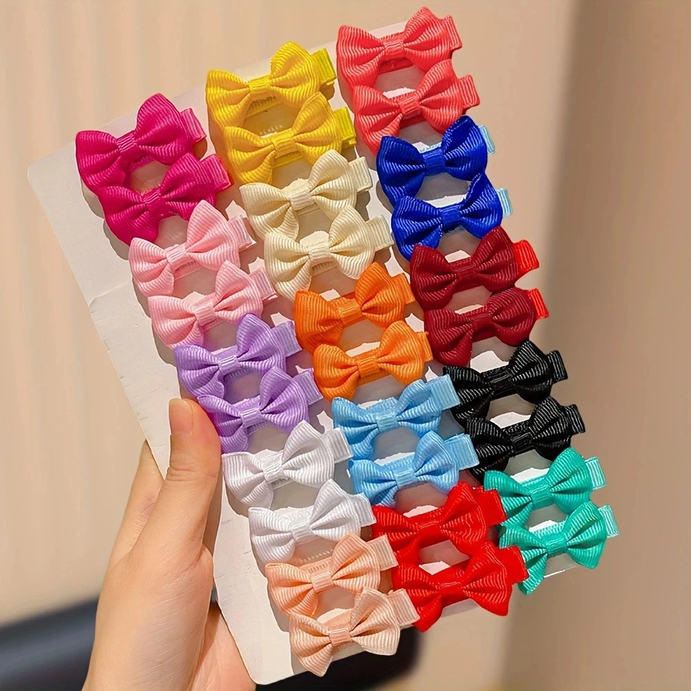 30 pieces of girls' multi-color bow hair clips, sweet and cute style, suitable for daily casual use, suitable for all seasons, c