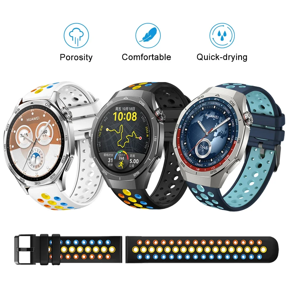 22mm Band for Huawei Watch GT5 46mm Two-color Mesh Strap with Breathable Holes Compatible with Huawei Watch GT5pro/GT4pro 46mm