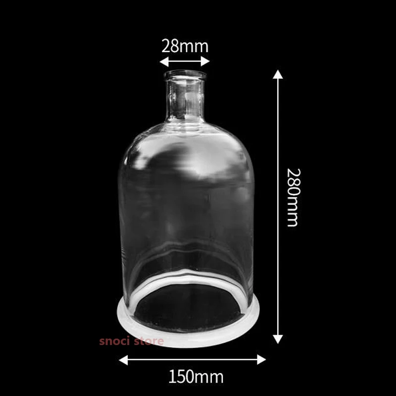 Glass bell thickened transparent  jar with stopper the bottom of the bell jar is frosted and vacuumted Tester 15*28cm 15*21cm