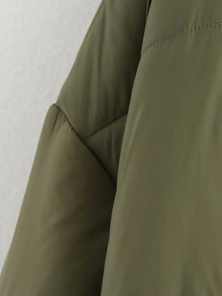 Mantel katun lengan panjang wanita bergaya Eropa, modis, serbaguna, elegan, simpel, warna polos, dan longgar.