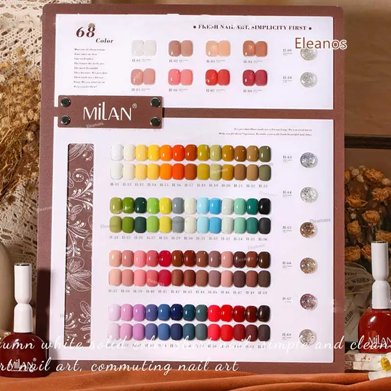 Eleanuos 68 pièces Kit de vernis à ongles Gel avec carte d'affichage couleur 15ml diamant cassé paillettes Gel Salon de manucure tremper Gel UV ensemble entier